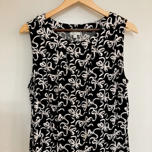 Talbots black and white ribbon pattern sleeveless blouse - Picture 2 of 8